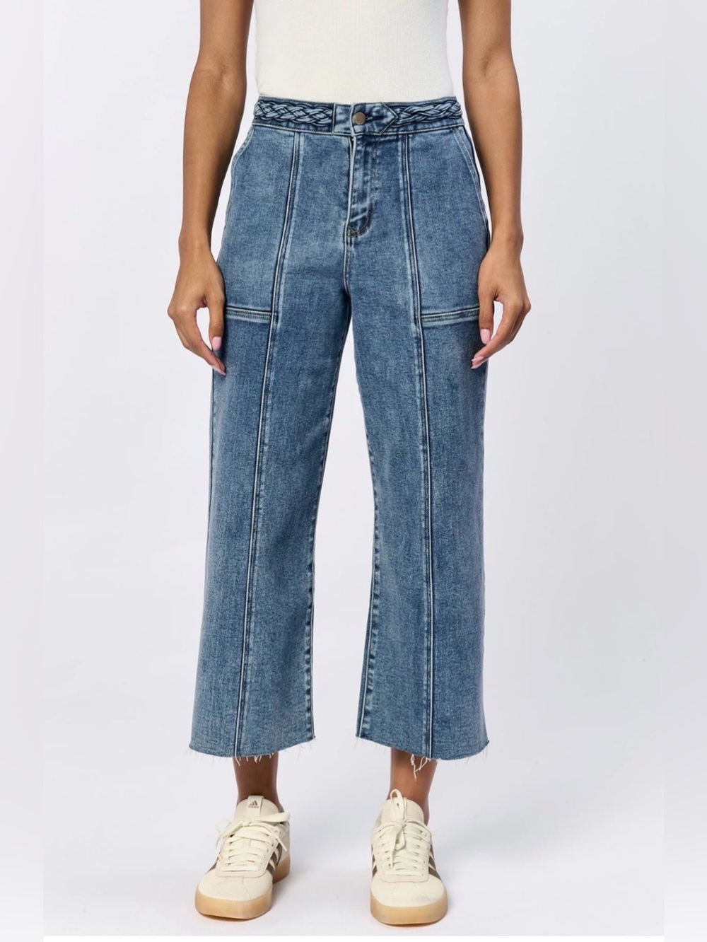 Dear John Audrey Wide-Leg Jeans with Braided Waistband Sz 26